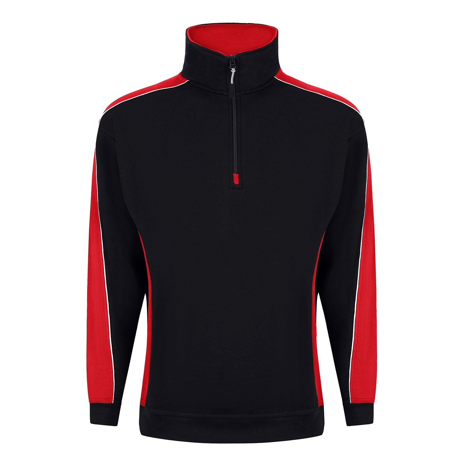 Orn Avocet Quarter Zip Sweatshirt - Black - Red - 1288 - Black - Red - Customisable Sweatshirts & Hoodies