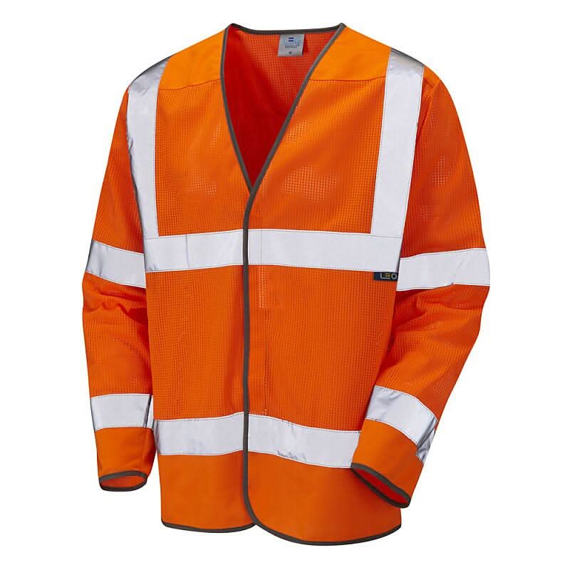 Leo Fremington ISO 20471 Class 3 Coolviz Sleeved Waistcoat S04 - Orange - Customisable Hi-Vis Vest