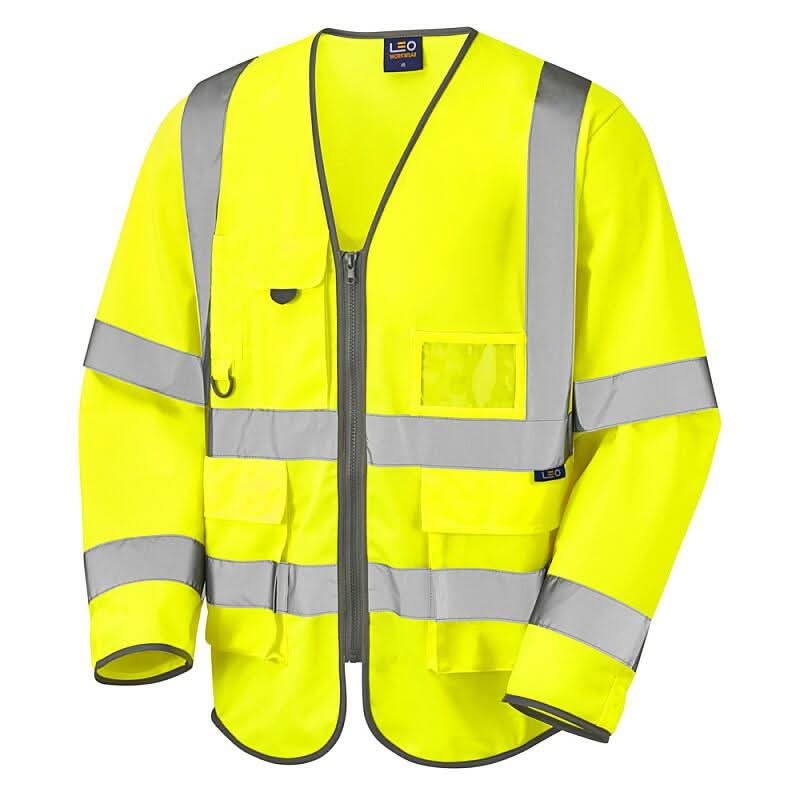 Leo Wrafton ISO 20471 Class 3 Sleeved Superior Waistcoat S12 - Yellow - Customisable HV Vest