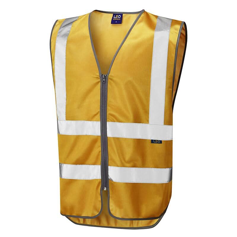 Leo Commodore Single Colour Reflective Waistcoat Non ISO 20471 W35 - Gold - Customisable Hi-Vis Vest