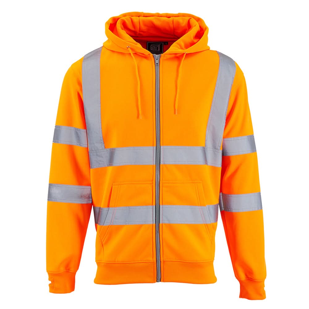 Supertouch - Hi Vis Zipped Hoodie - HVZH1Y - Orange - Customisable Top