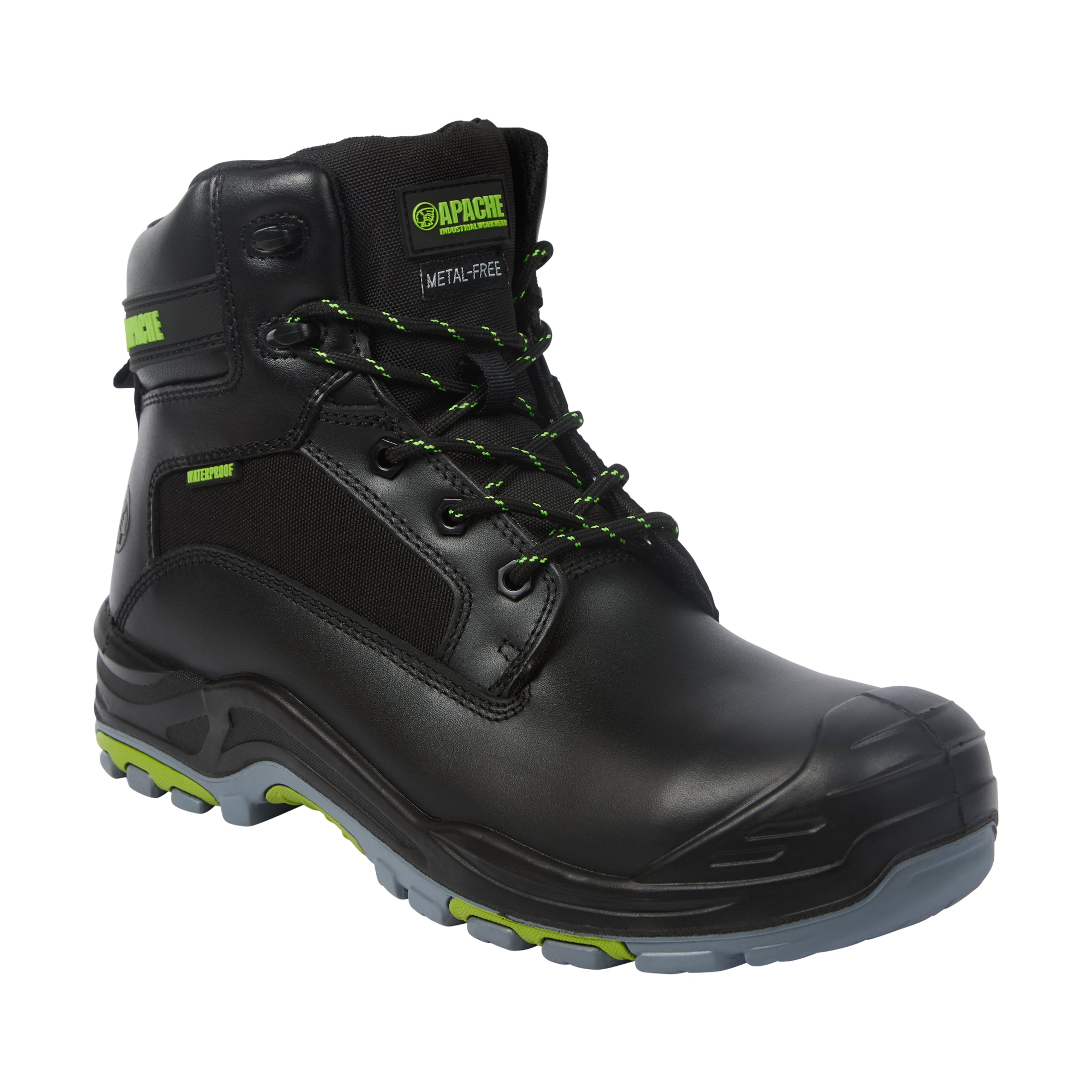 Apache - Dakota Black Metal Free Waterproof Safety Boot - Black - Customisable Footwear