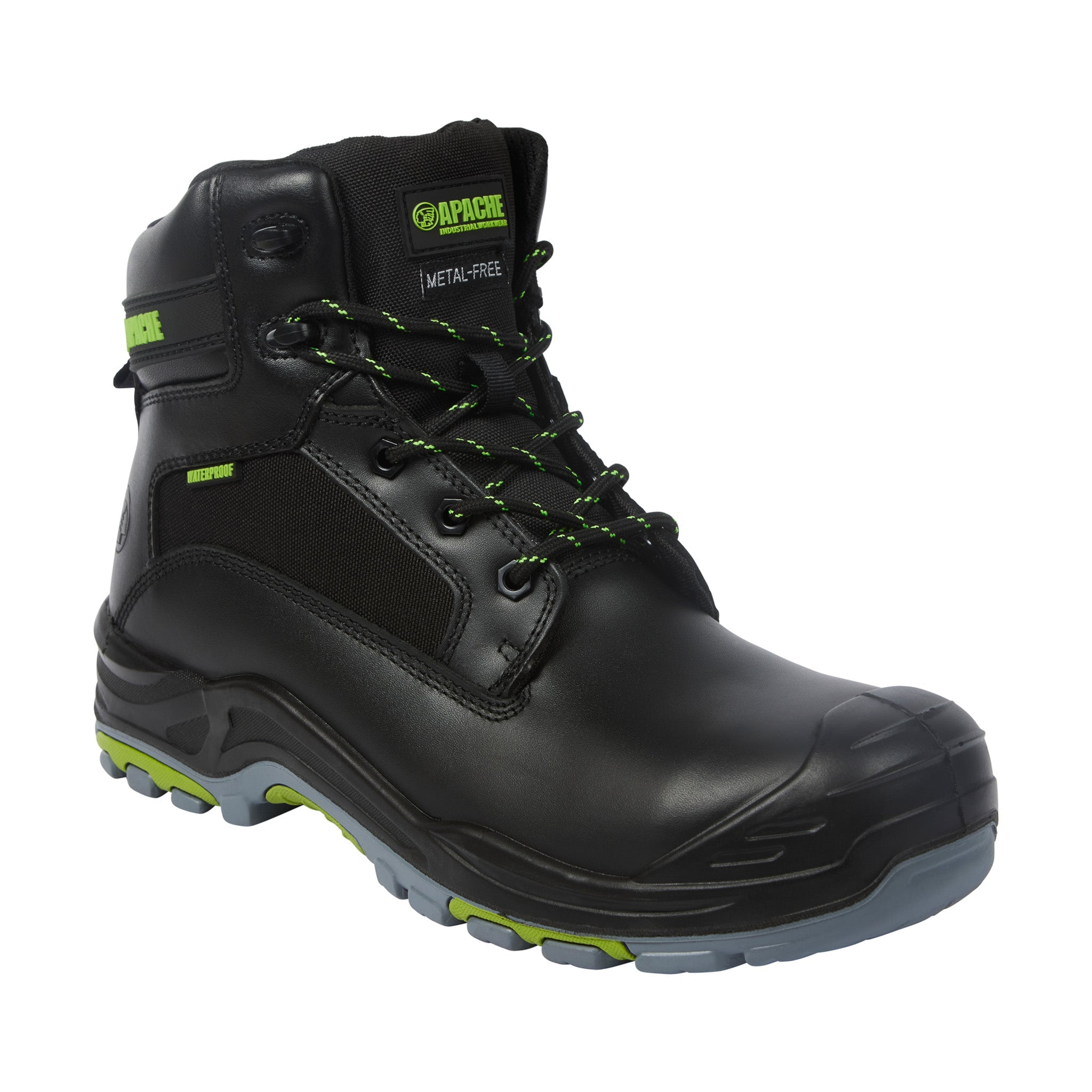 Apache - Black Metal Free Waterproof Safety Boot - Black - Customisable Boots