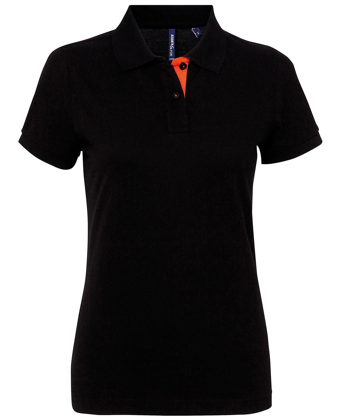Asquith & Fox Womens contrast polo AQ022 - Black Orange - Customisable Polos