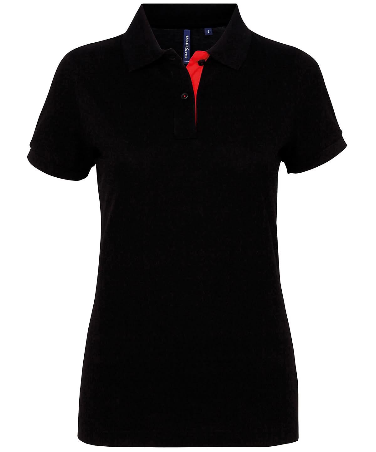 Asquith & Fox Womens contrast polo AQ022 - Black Red - Customisable Polos