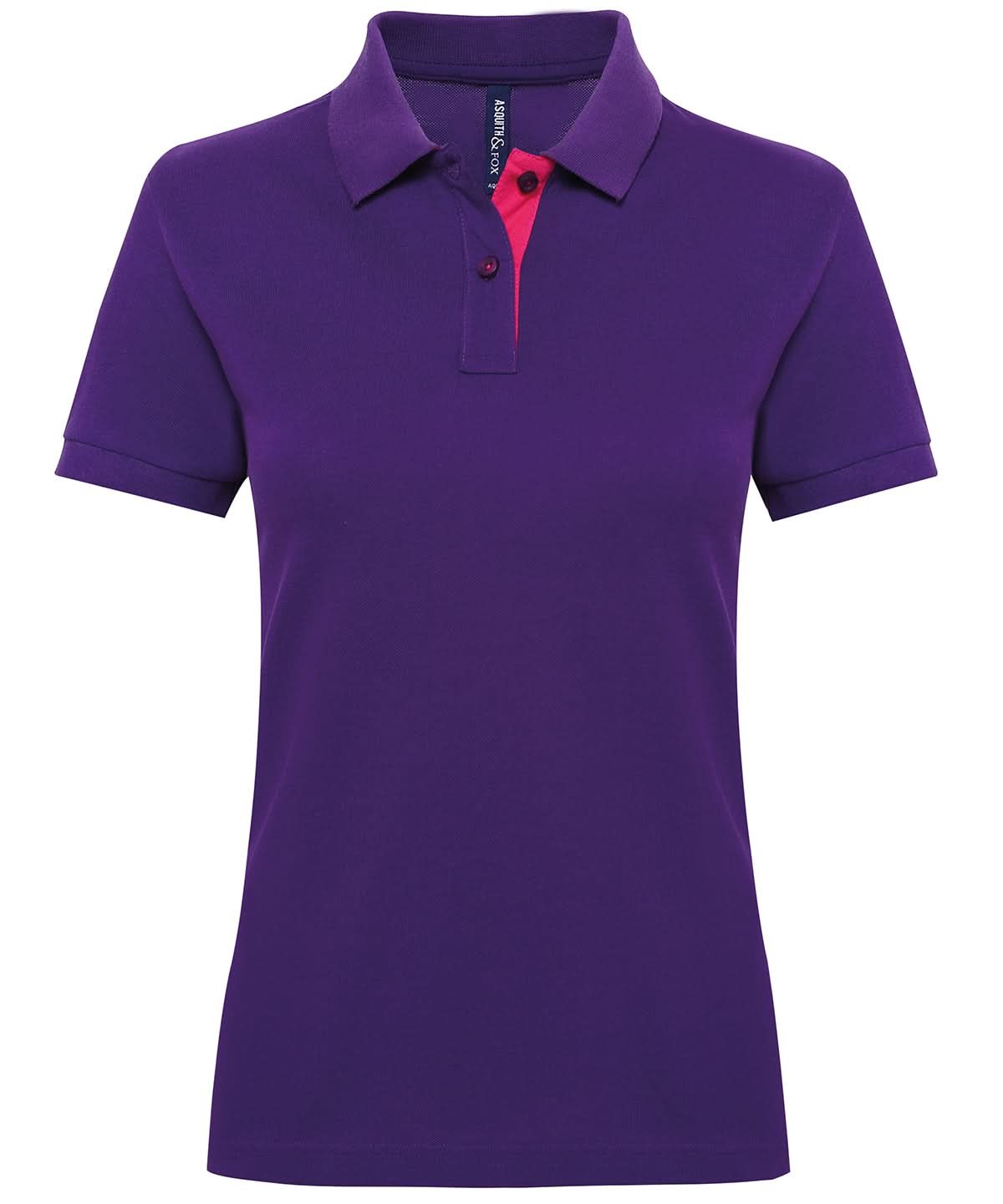 Asquith & Fox Womens contrast polo AQ022 - Purple Pink - Customisable Polos