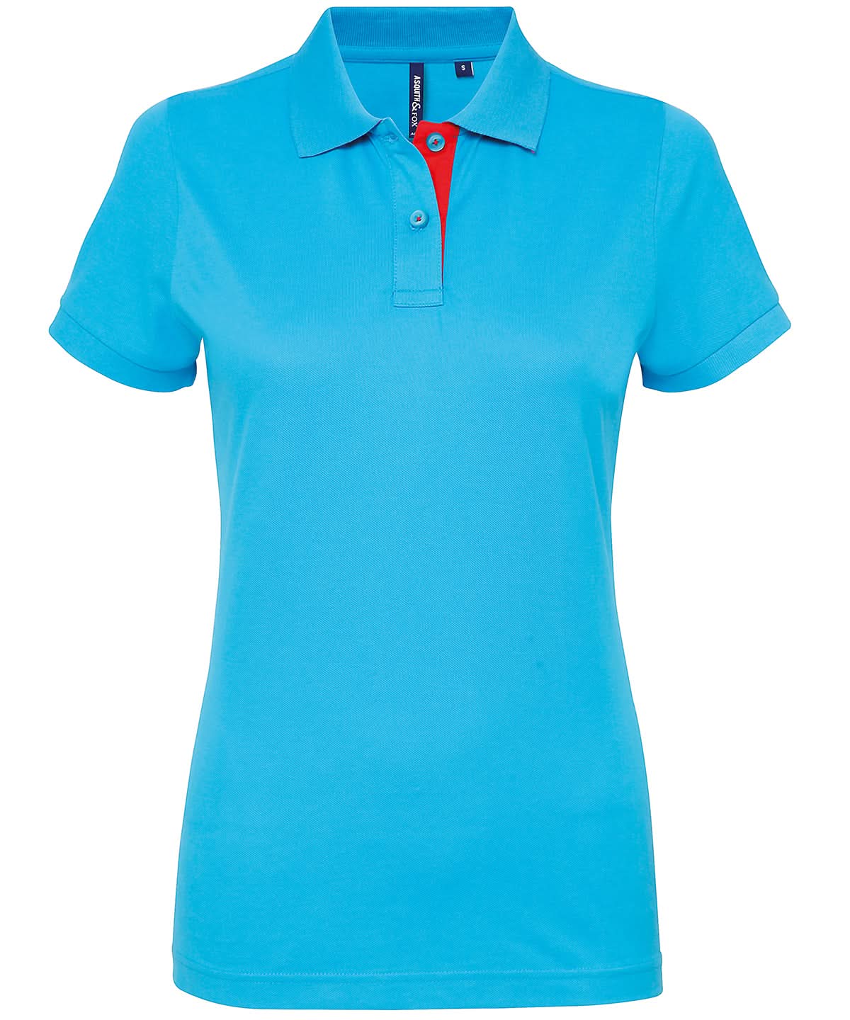 Asquith & Fox Womens contrast polo AQ022 - Turquoise Red - Customisable Polos