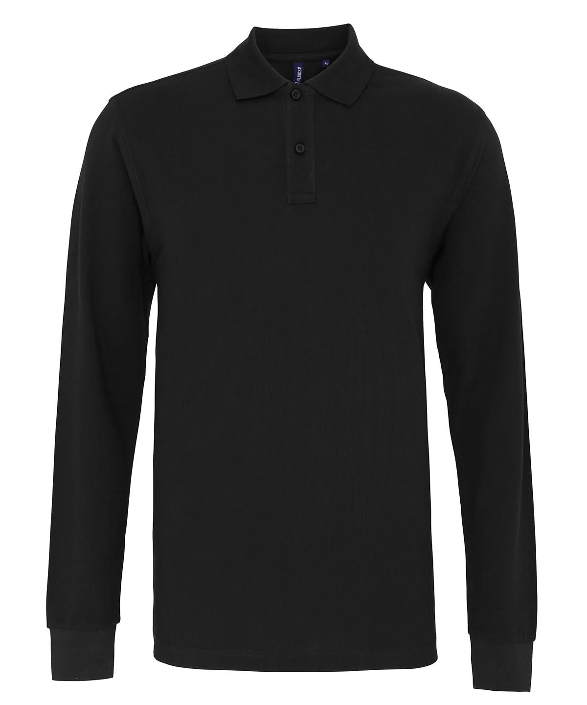 Asquith & Fox Mens classic fit long sleeved polo AQ030 - Black - Customisable Polos
