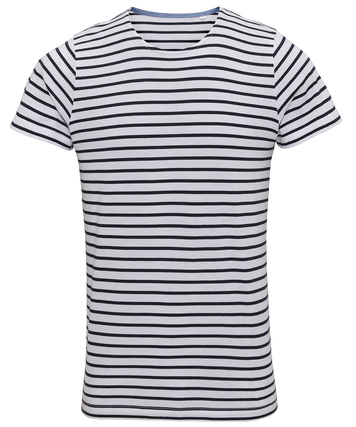 Asquith & Fox Mens Marinire coastal short sleeve tee AQ072 - White Navy - Customisable T-Shirts