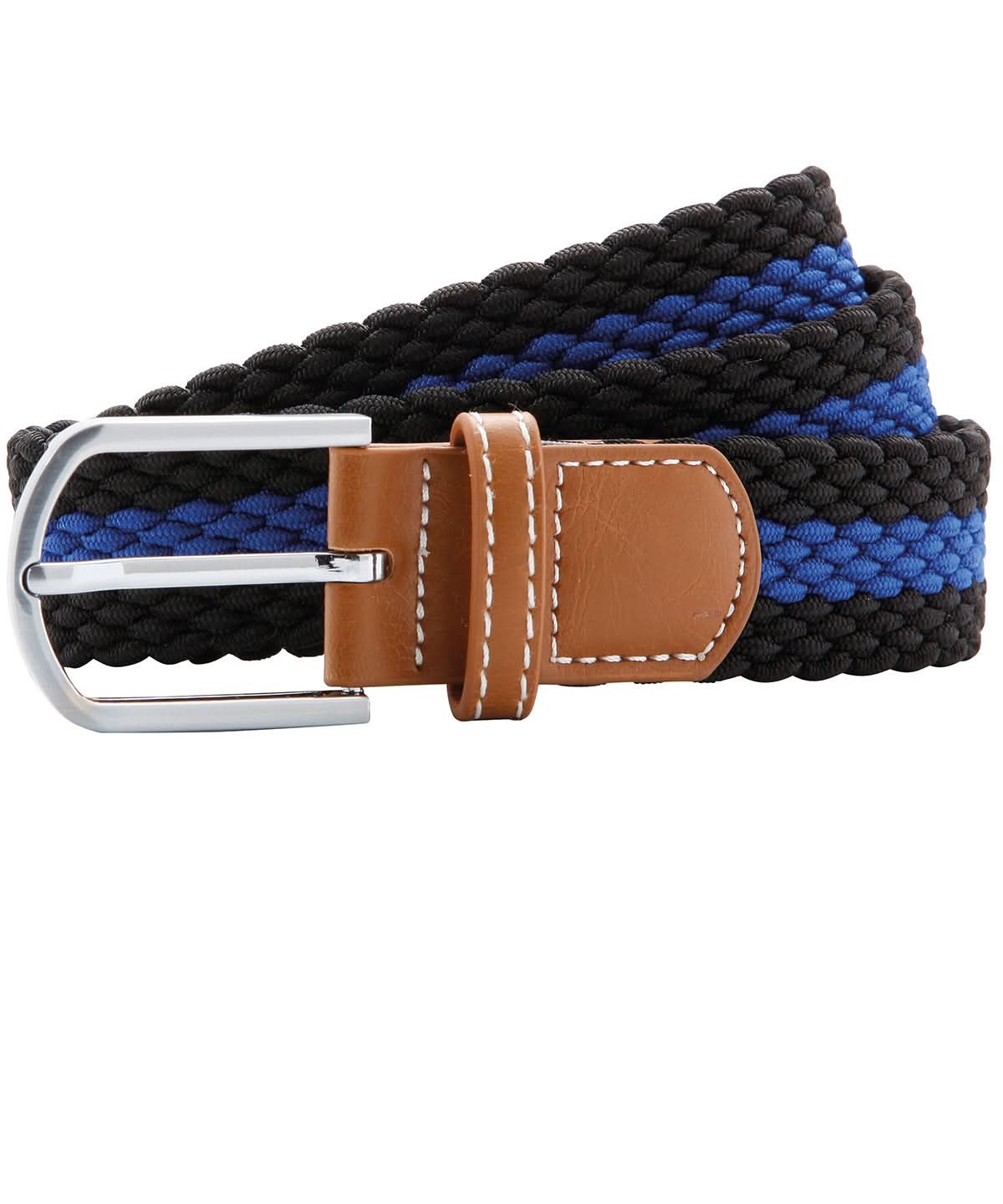 Asquith & Fox Two colour stripe braid stretch belt AQ901 - Black Royal One size - Customisable Belts