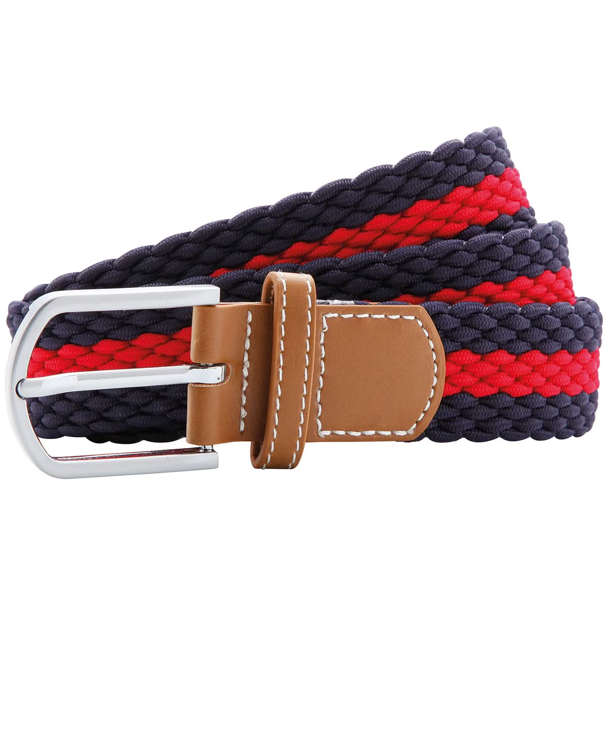 Asquith & Fox Two colour stripe braid stretch belt AQ901 - Navy Red One size - Customisable Belts