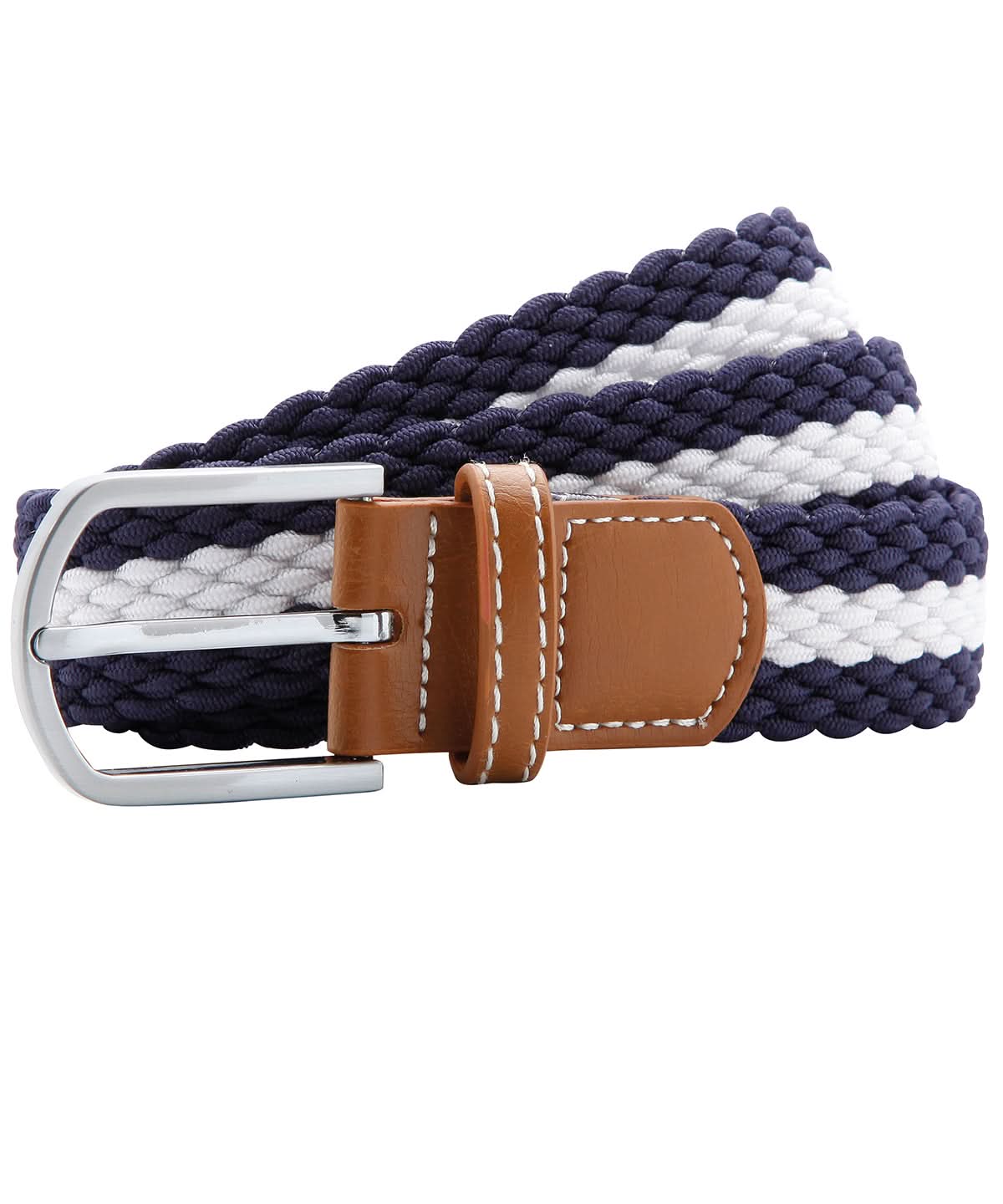 Asquith & Fox Two colour stripe braid stretch belt AQ901 - Navy White One size - Customisable Belts