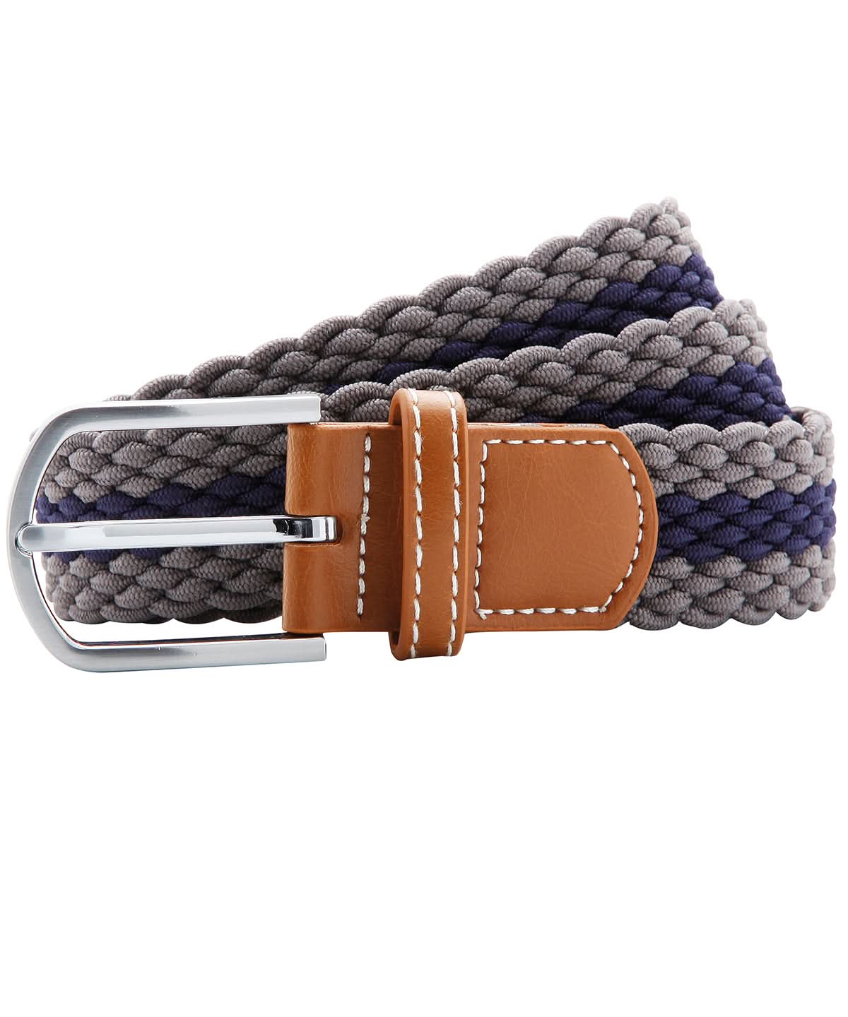 Asquith & Fox Two colour stripe braid stretch belt AQ901 - Slate Navy One size - Customisable Belts