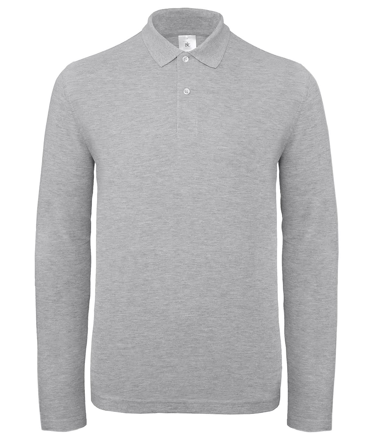 B&C Collection ID001 LSL BA290 - Heather Grey - Customisable Polos