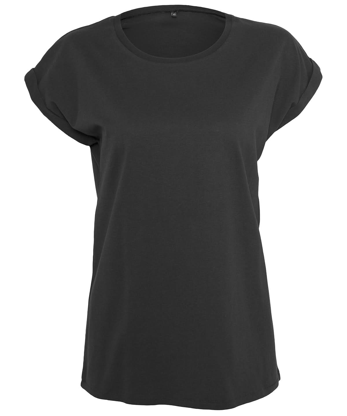 Build Your Brand BYB Womens extended shoulder tee Black BY021 - - Customisable T-Shirts