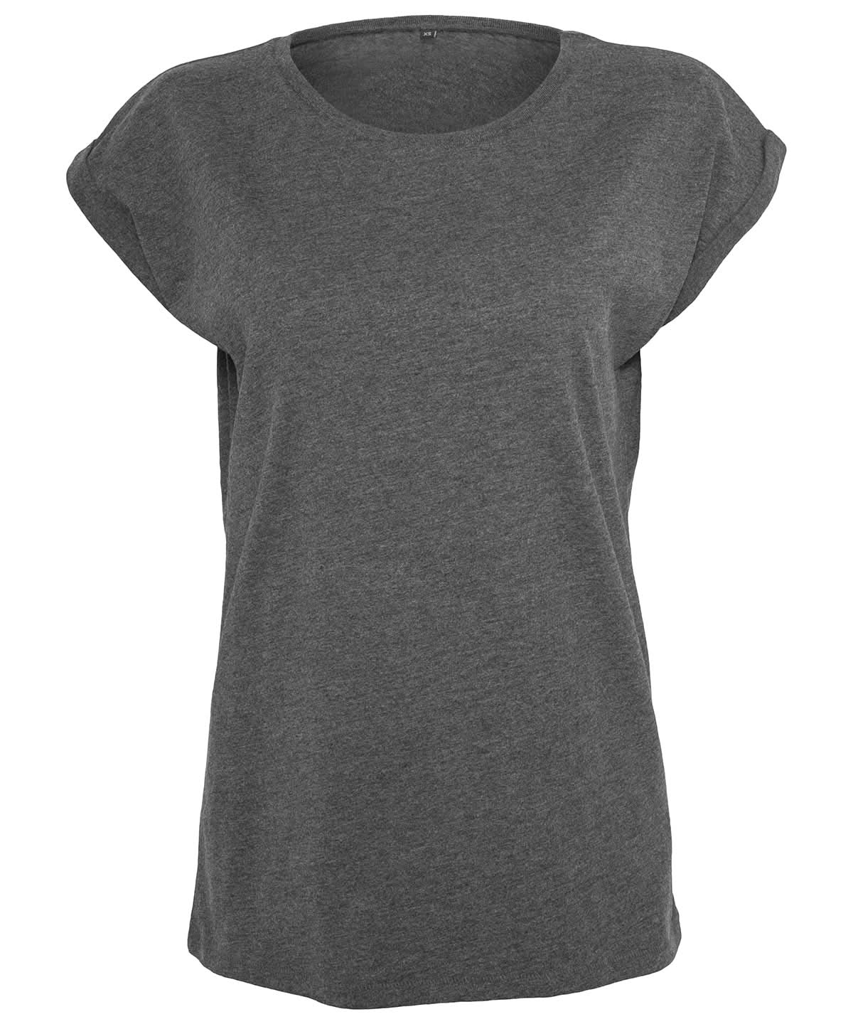 Build Your Brand BYB Womens extended shoulder tee Black BY021 - Charcoal - Customisable T-Shirts