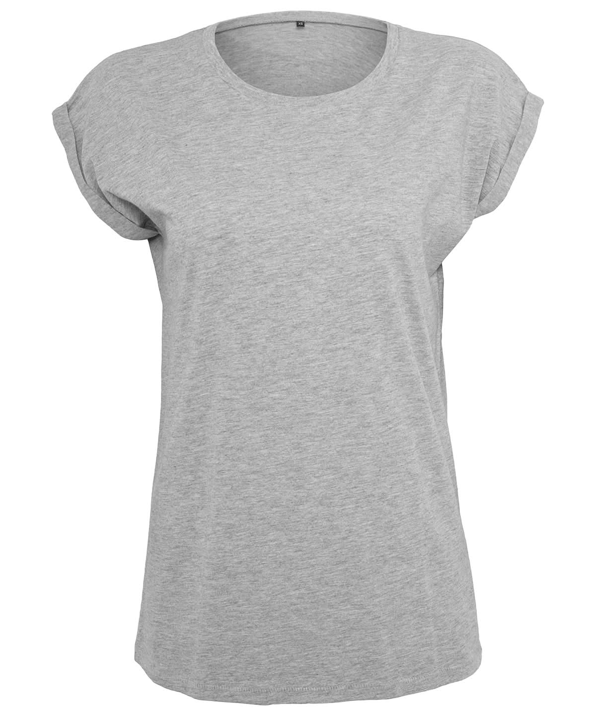 Build Your Brand BYB Womens extended shoulder tee Black BY021 - Heather Grey - Customisable T-Shirts