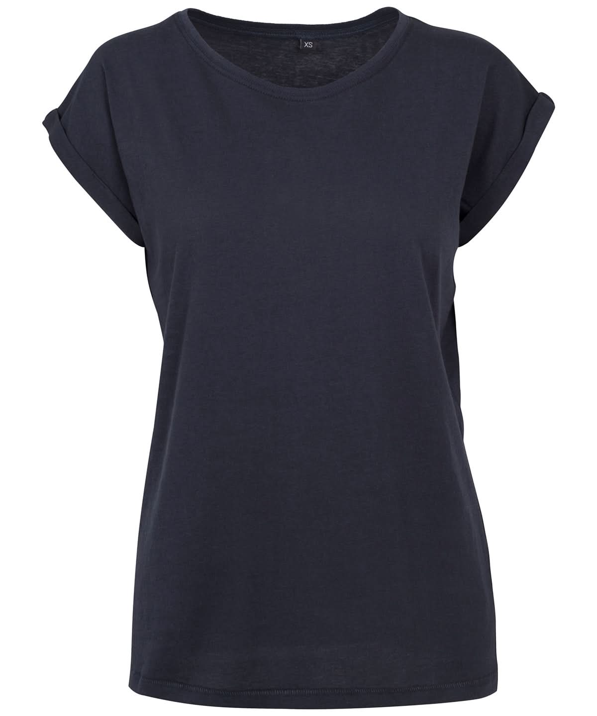Build Your Brand BYB Womens extended shoulder tee Navy BY021 - Navy - Customisable T-Shirts