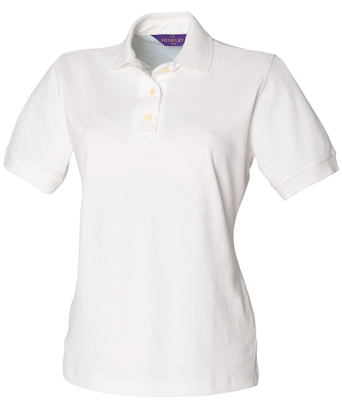 Henbury WomenS Classic Cotton Piqu Polo Shirt HB121 - White - Customisable Polos