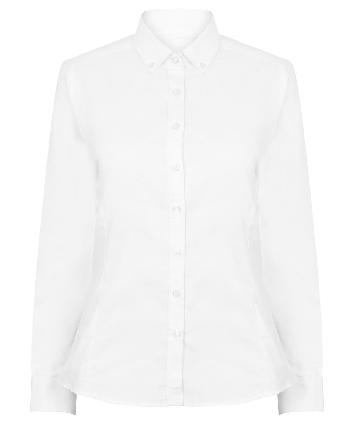 Henbury WomenS Modern Long Sleeve Oxford Shirt HB513 - White - Customisable Shirts