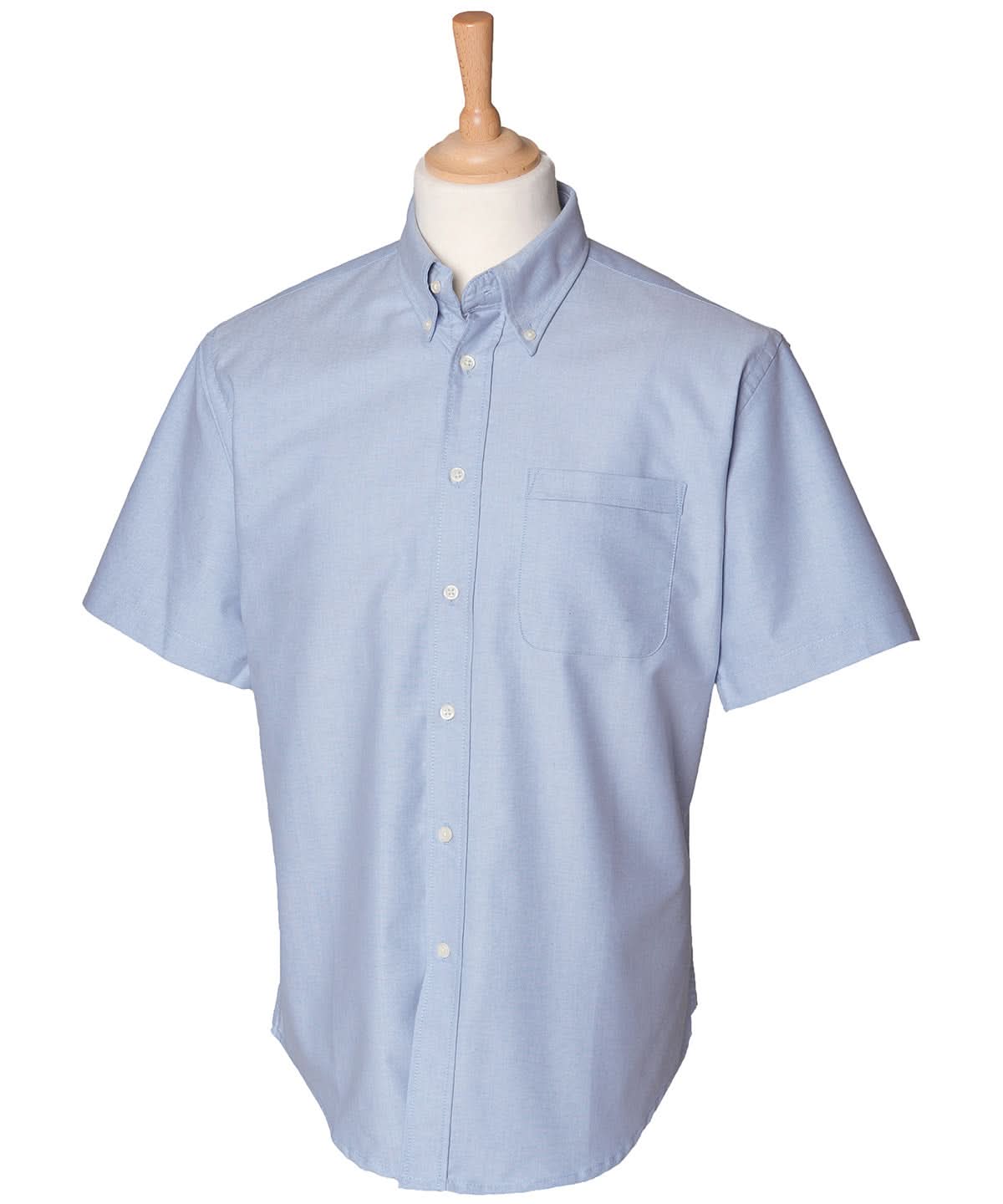 Henbury Short Sleeve Classic Oxford Shirt HB515 - Blue - Customisable Shirts