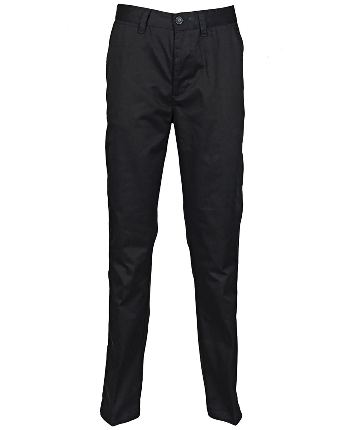 Henbury 6535 Flat Fronted Chino Trousers HB640 - Black - Customisable Trousers