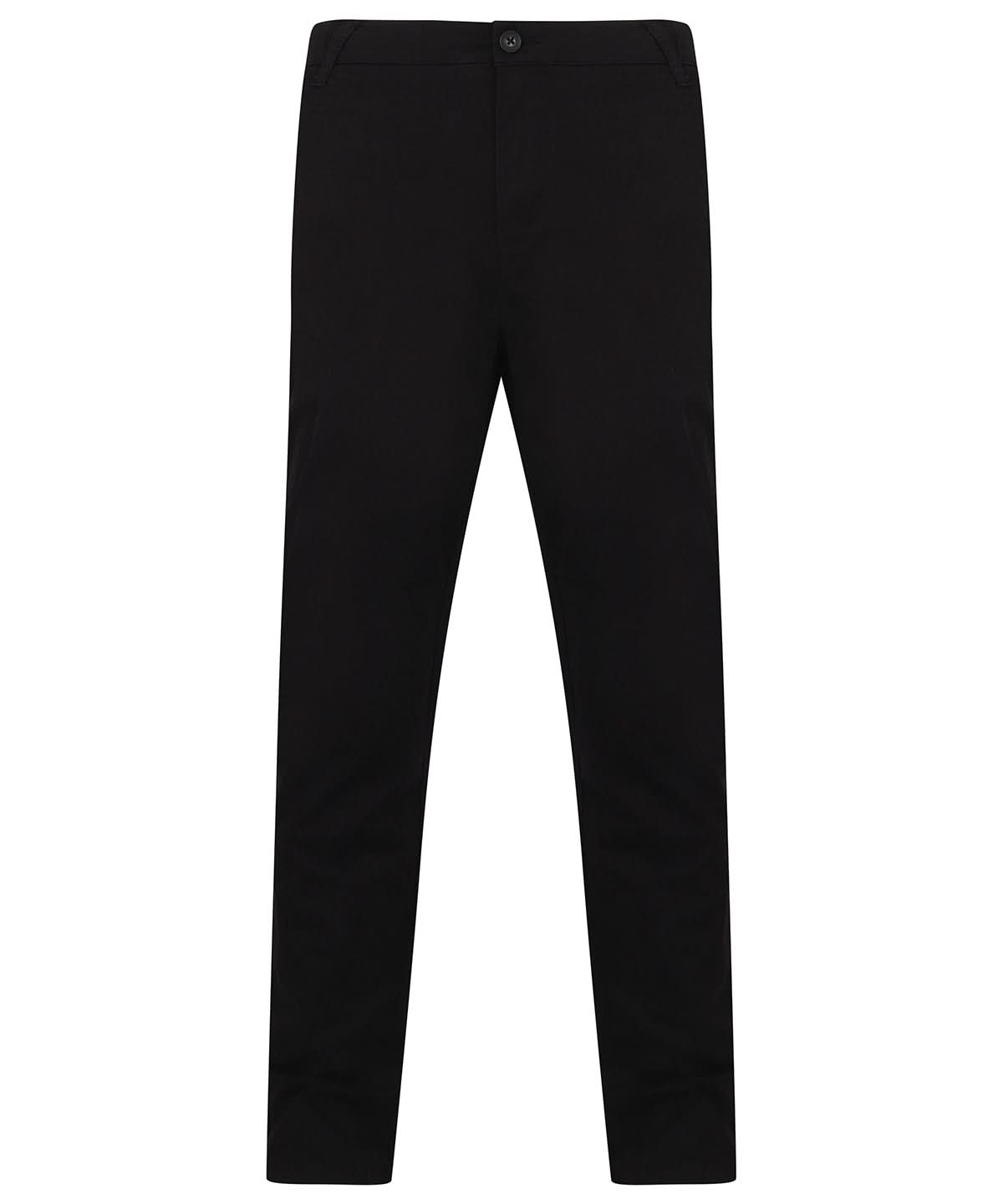Henbury Stretch Chinos With Flex Waistband HB650 - Black - Customisable Chinos