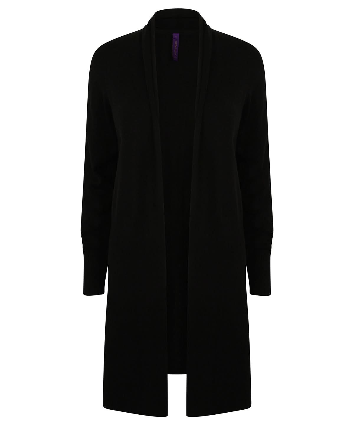 Henbury WomenS Longline Open Cardigan HB719 - Black - Customisable Cardigans