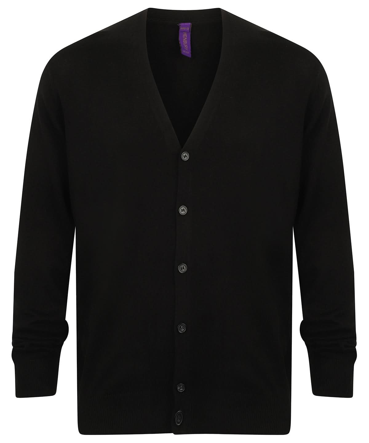 Henbury V Button Cardigan HB722 - Black - Customisable Cardigans
