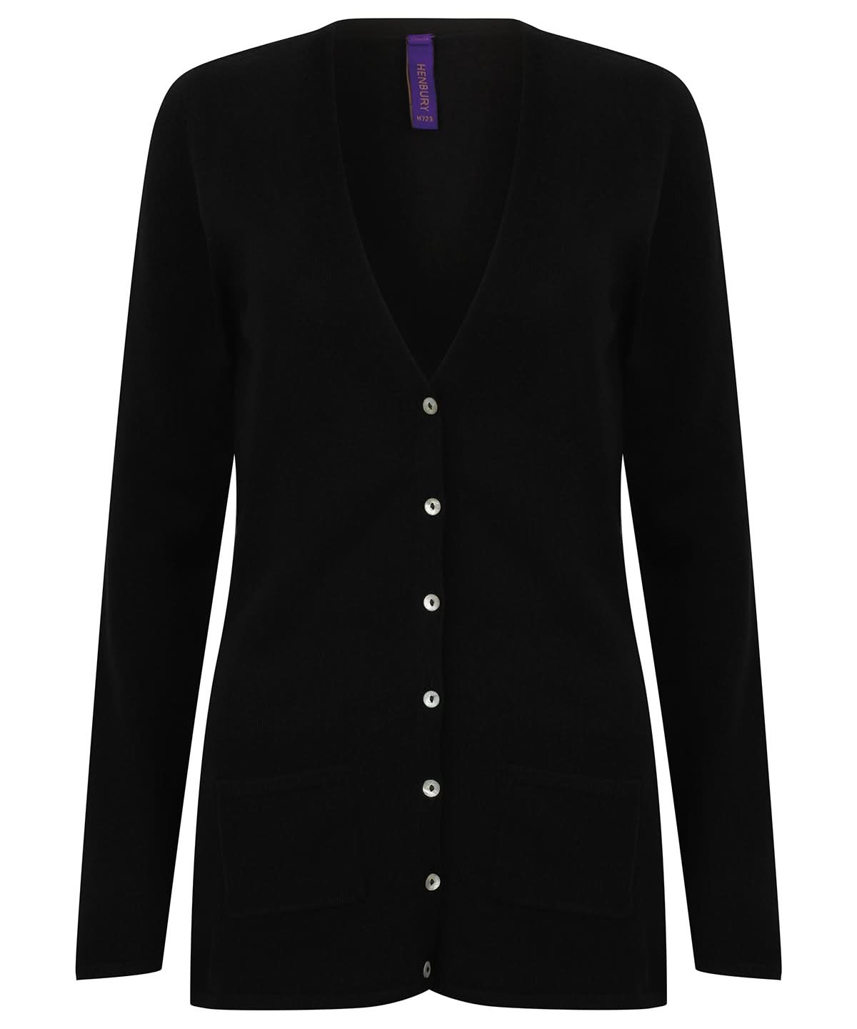 Henbury WomenS V Button Cardigan HB723 - Black - Customisable Cardigans
