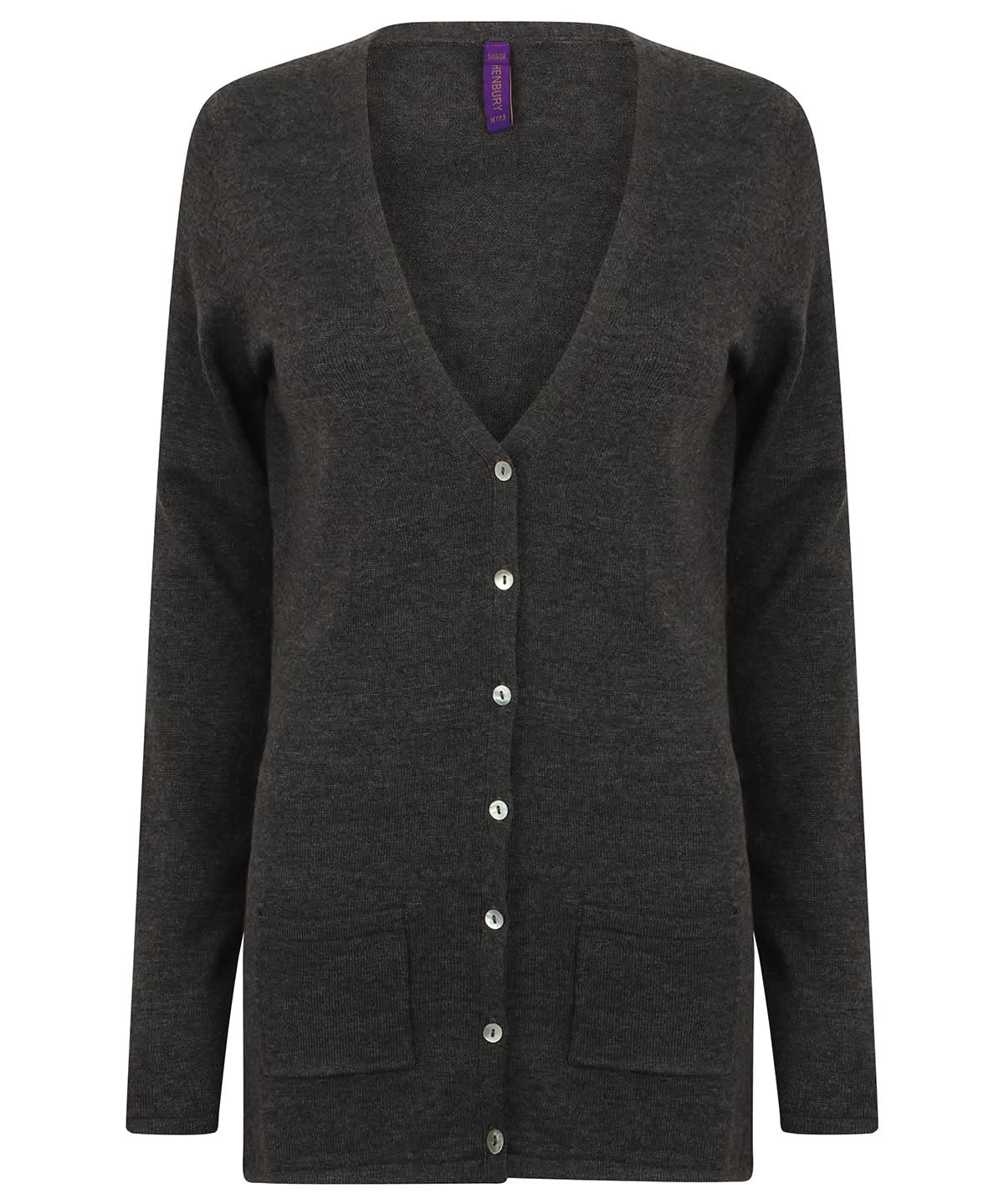 Henbury WomenS V Button Cardigan HB723 - Grey Marl - Customisable Cardigans
