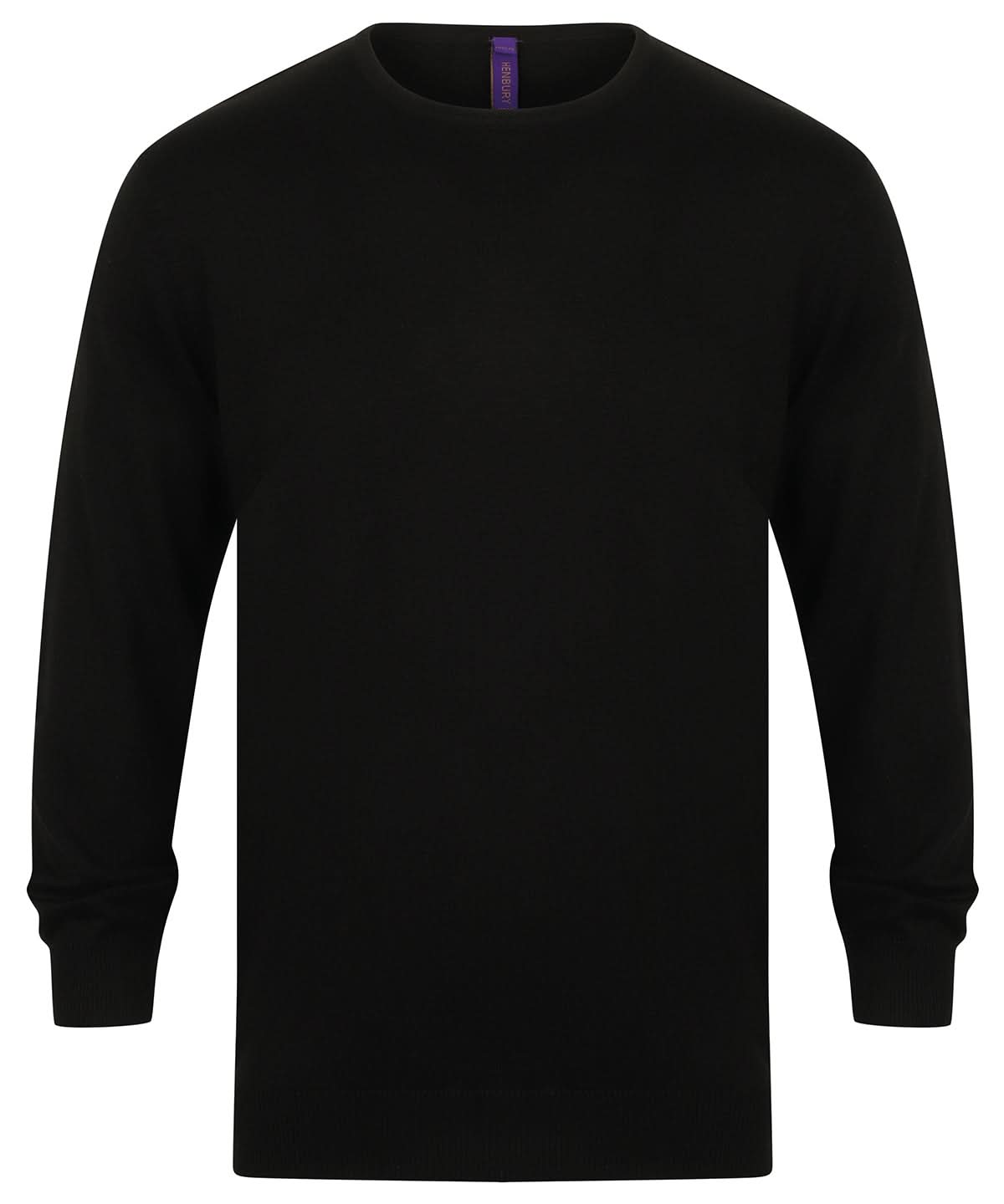 Henbury Crew Neck Jumper HB725 - Black - Customisable Knitted Jumpers