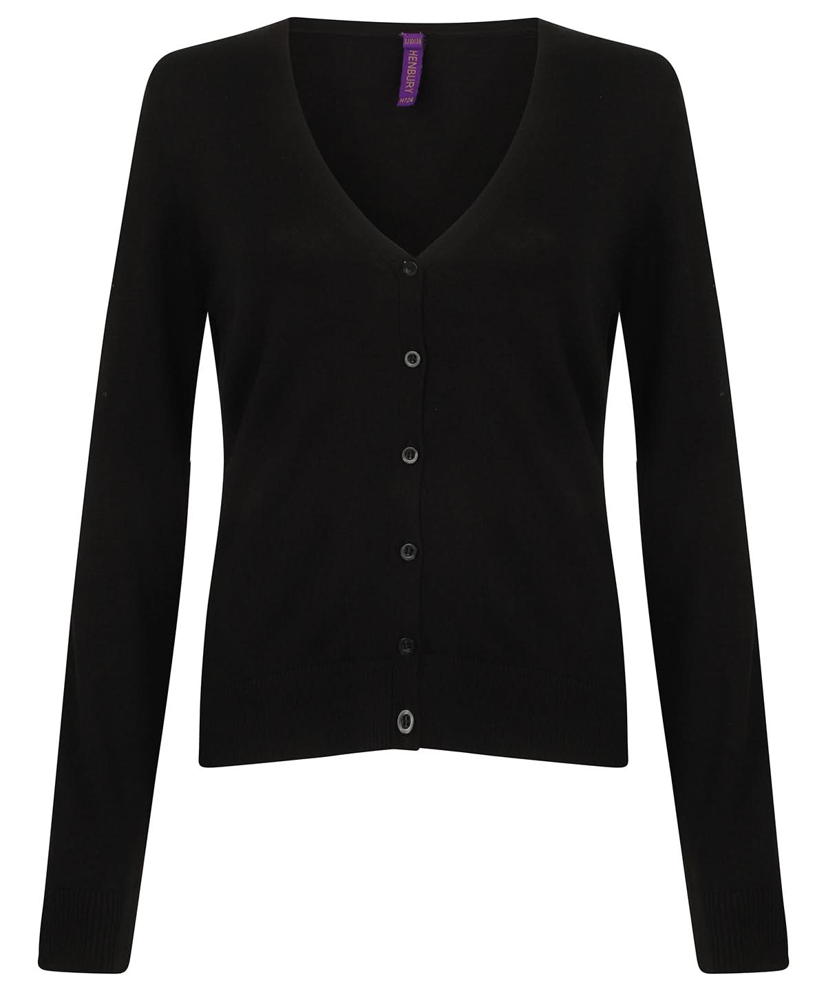 Henbury WomenS V Neck Cardigan HB726 - Black - Customisable Cardigans