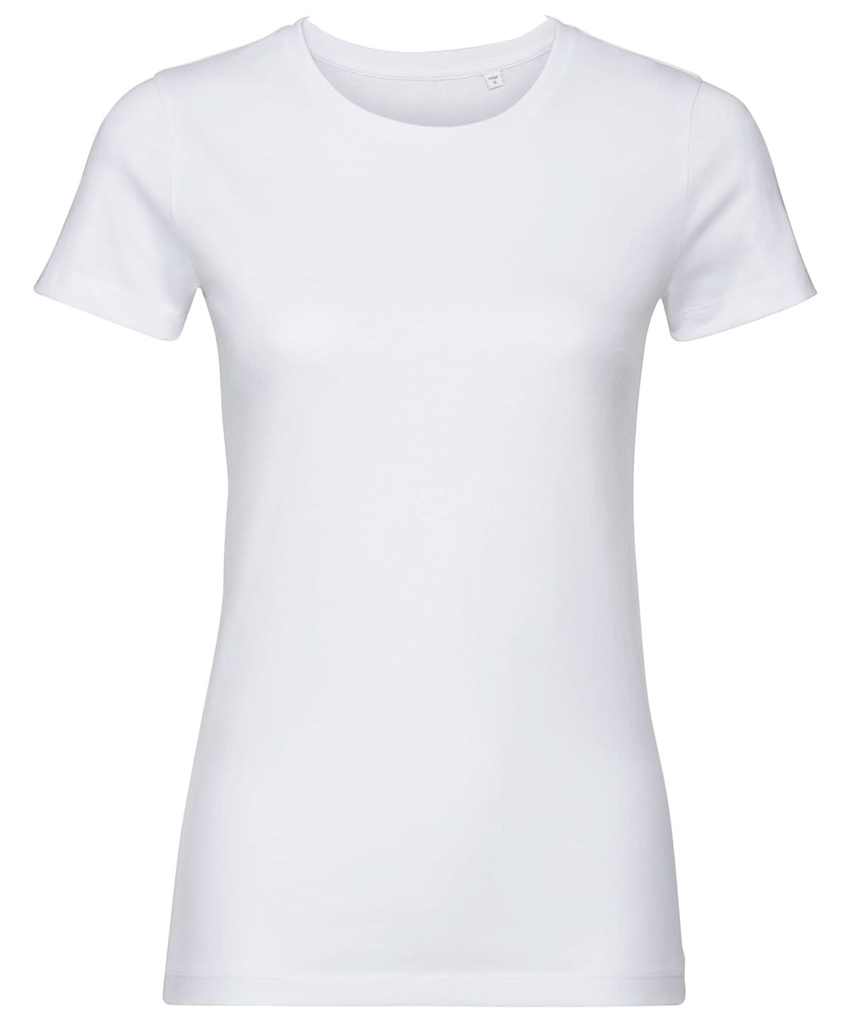 Russell Short Sleeve Europe Womens pure organic tee J108F - White - Customisable T-Shirts