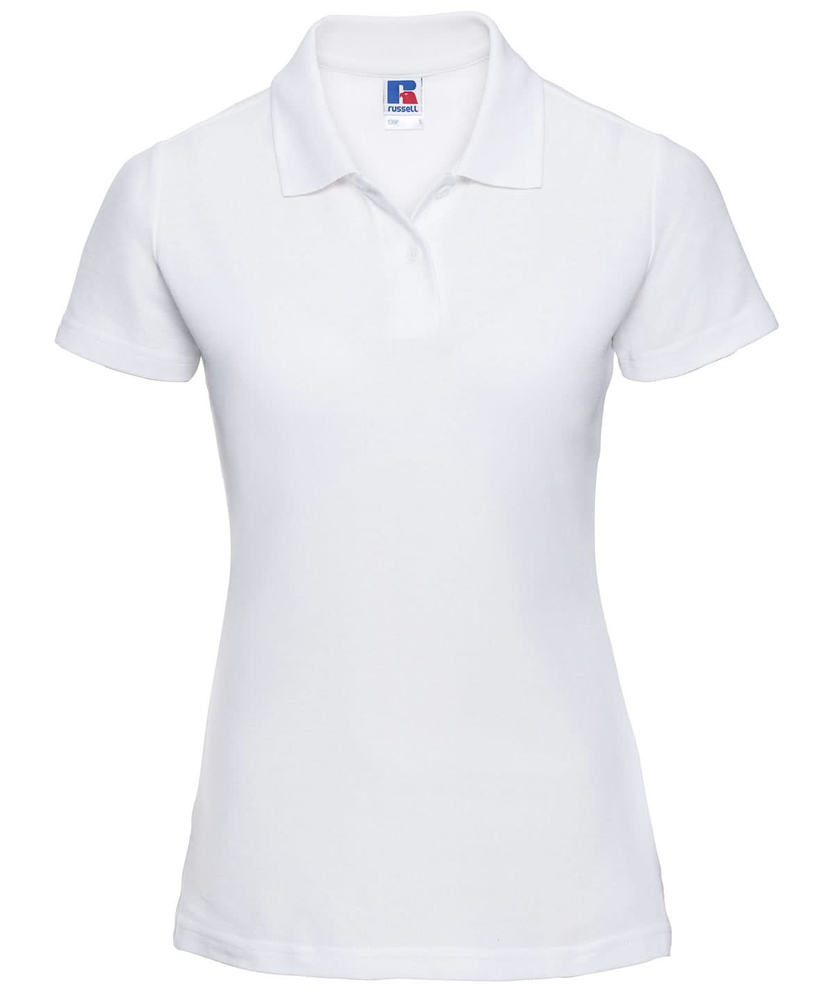 Russell Europe Womens classic polycotton polo J539F - White - Customisable Polos