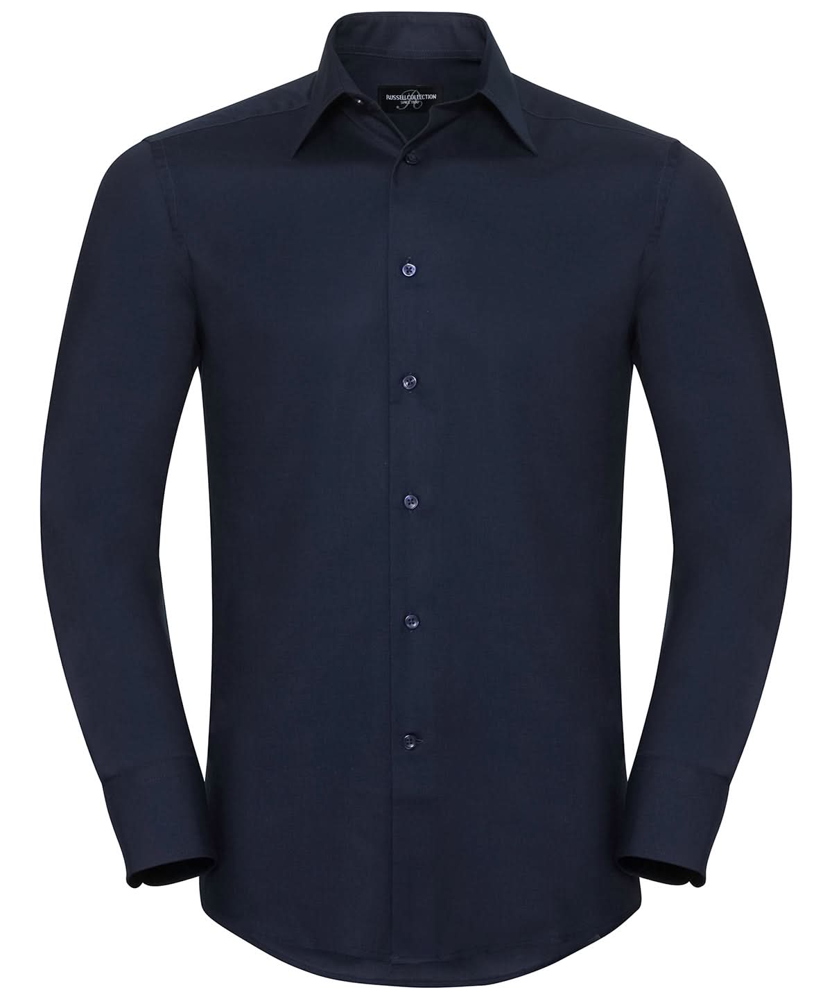 Russell Collection Long sleeve easycare tailored Oxford shirt J922M - Bright Navy - Customisable Shirts