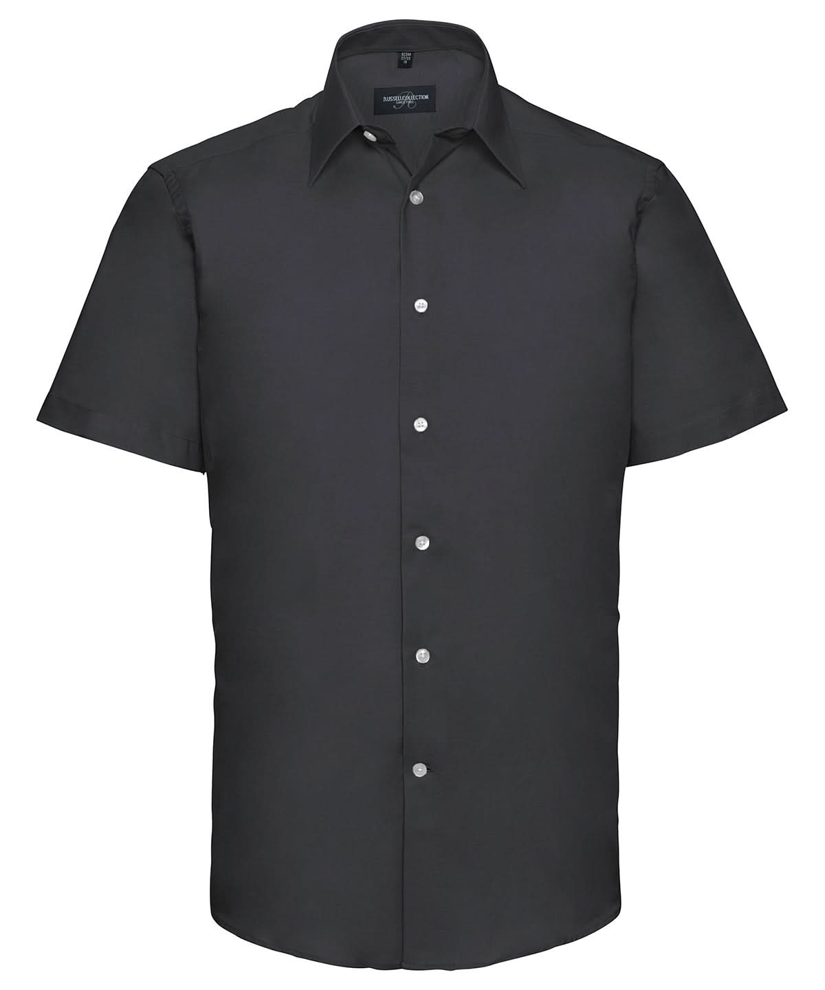 Russell Collection Short sleeve easycare tailored Oxford shirt J923M - Black - Customisable Shirts