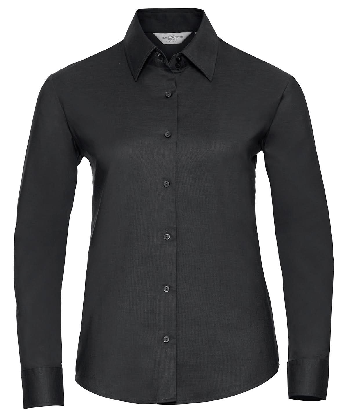Russell Collection Womens long sleeve easycare Oxford shirt J932F - Black - Customisable Shirts