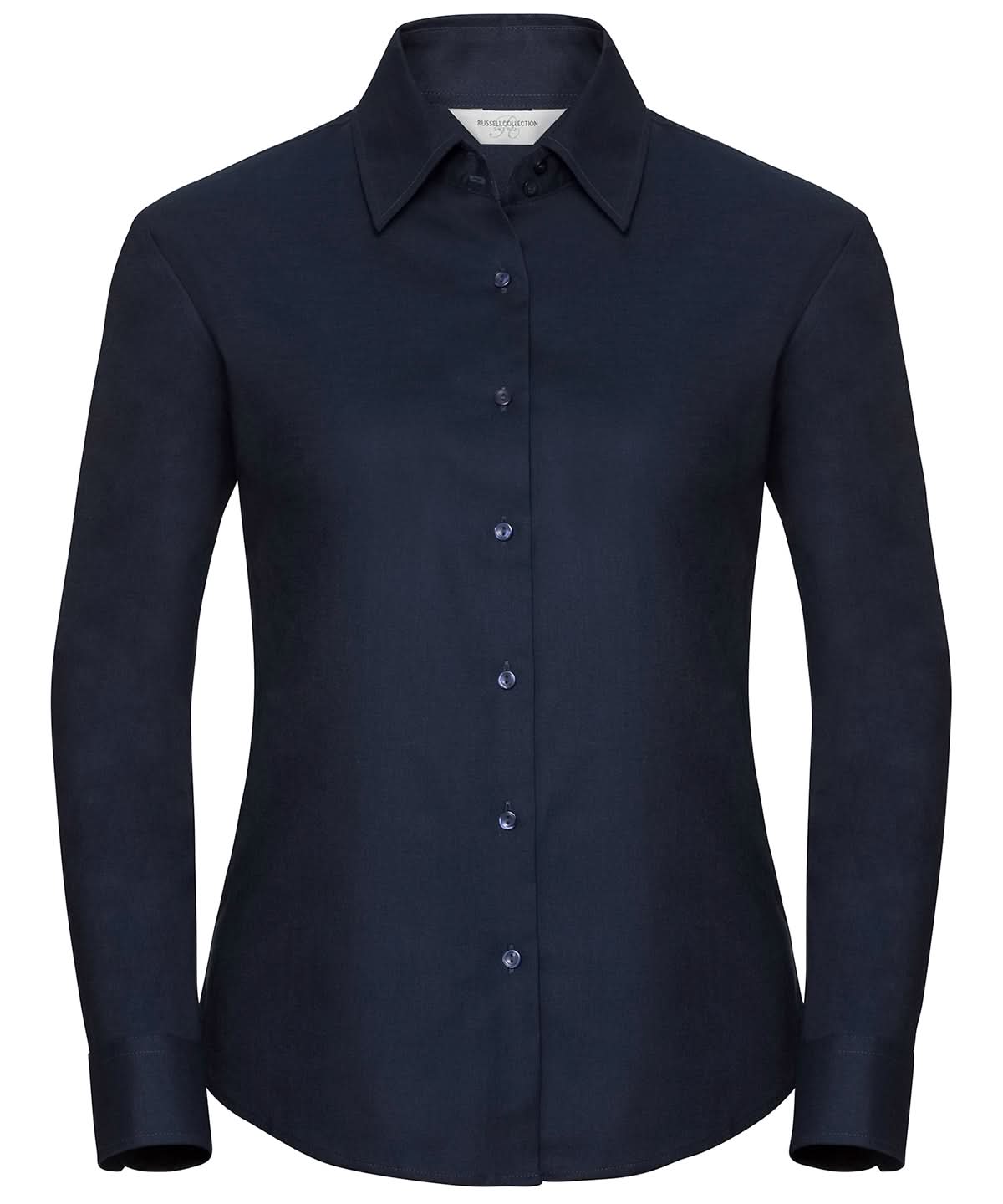 Russell Collection Womens long sleeve easycare Oxford shirt J932F - Bright Navy - Customisable Shirts