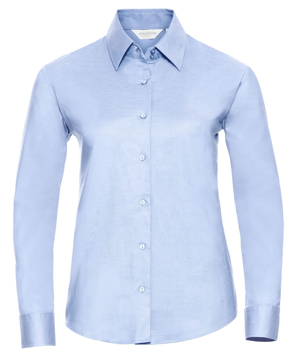 Russell Collection Womens long sleeve easycare Oxford shirt J932F - Oxford Blue - Customisable Shirts