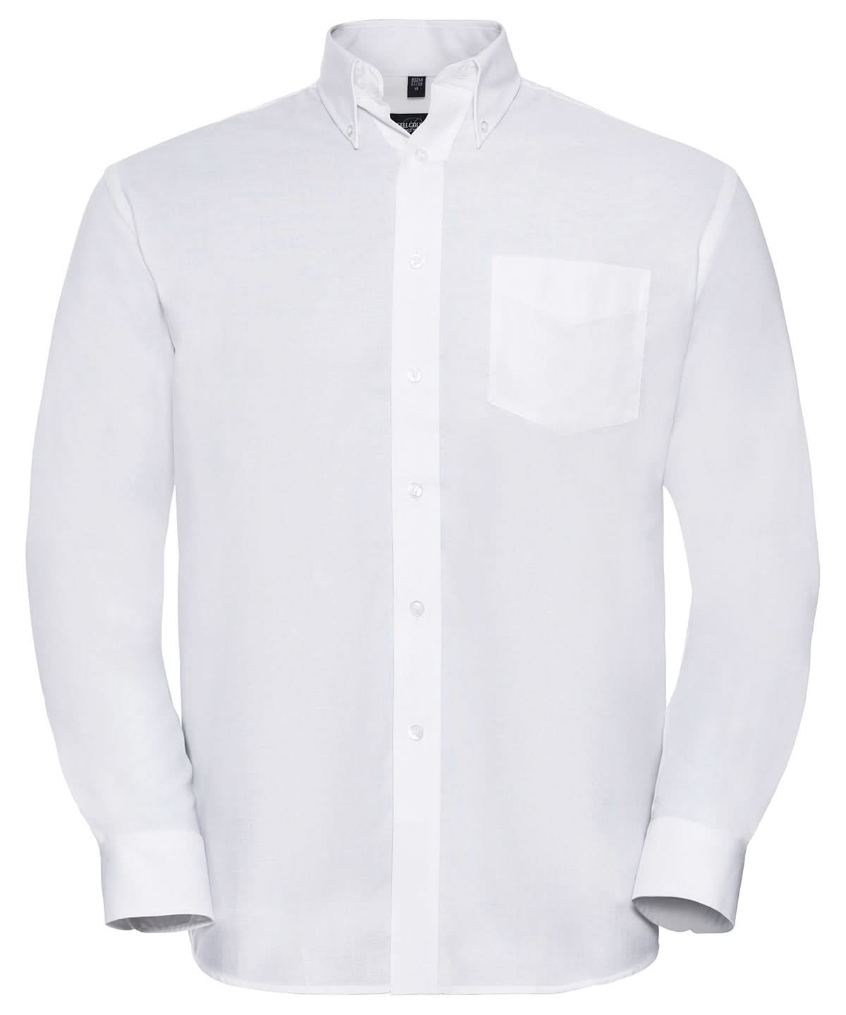 Russell Collection Long sleeve easycare Oxford shirt J932M - White - Customisable Shirts