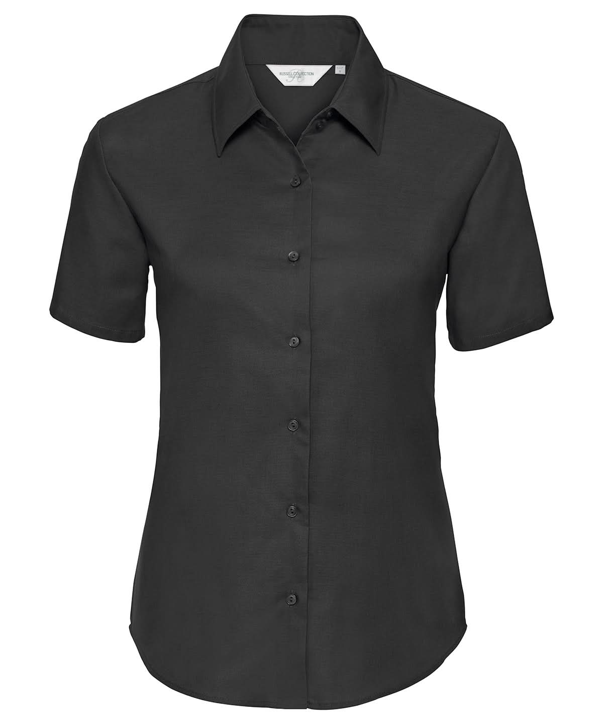 Russell Collection Womens short sleeve Oxford shirt J933F - Black - Customisable Shirts