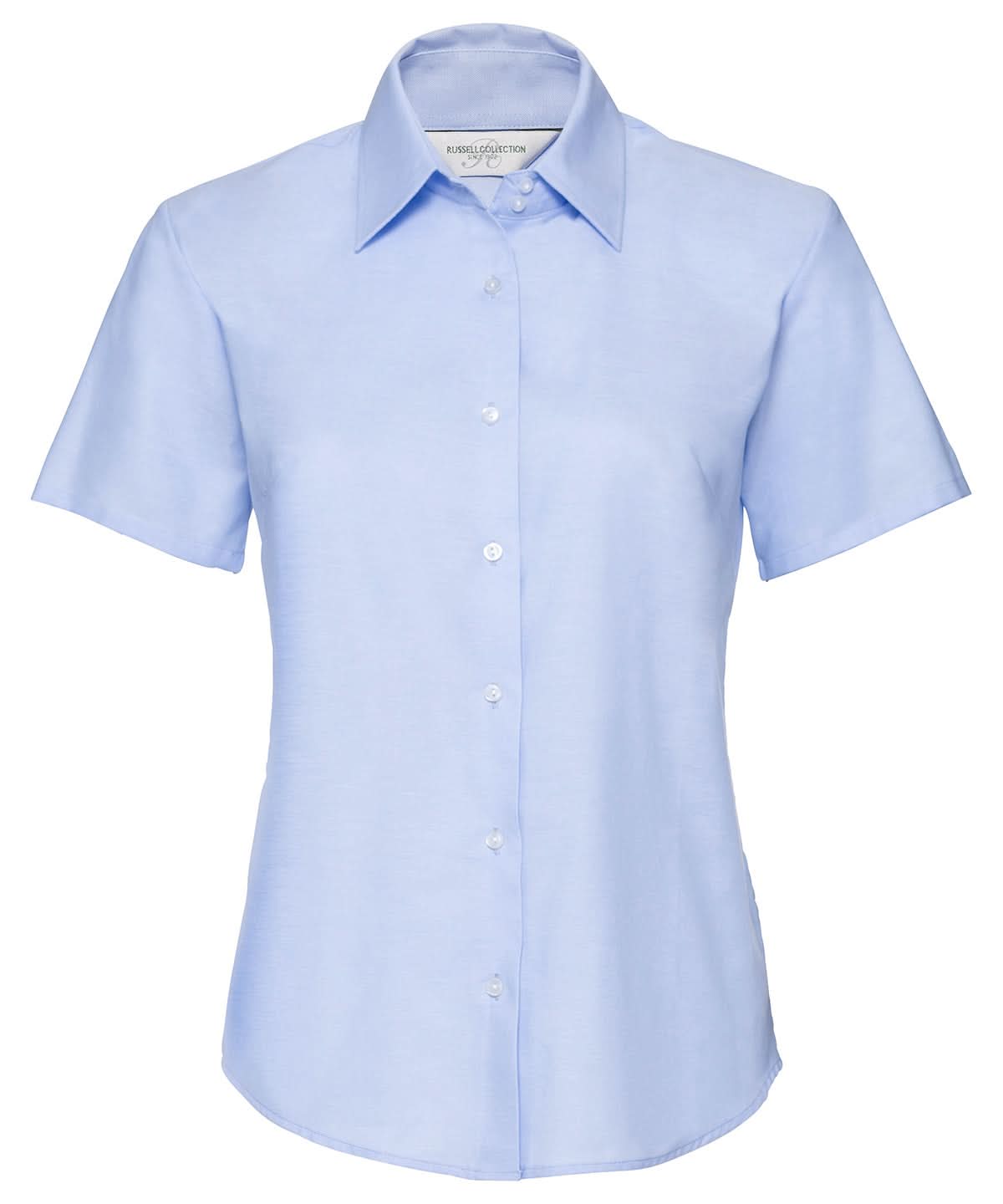 Russell Collection Womens short sleeve Oxford shirt J933F - Oxford Blue - Customisable Shirts