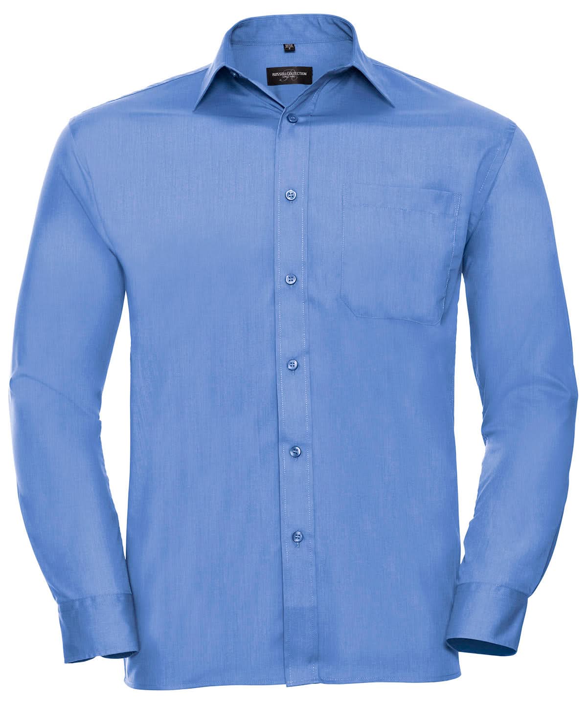 Russell Collection Long sleeve polycotton easycare poplin shirt J934M - Corporate Blue - Customisable Shirts