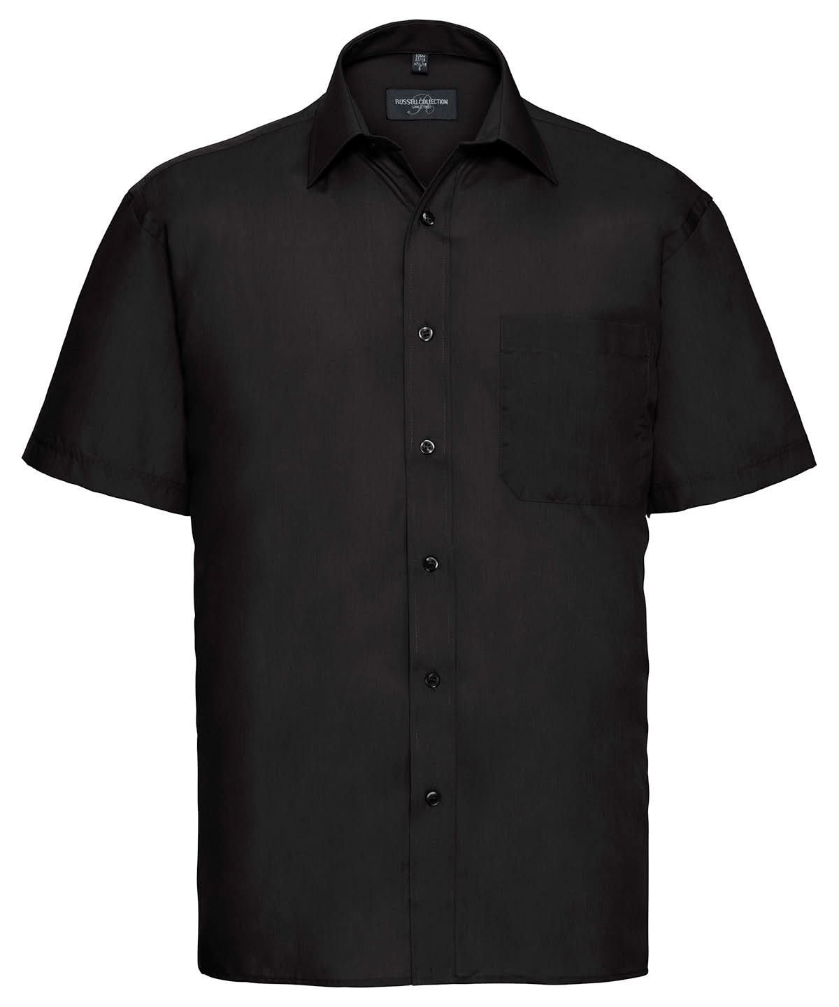 Russell Collection Short sleeve polycotton easycare poplin shirt J935M - Black - Customisable Shirts