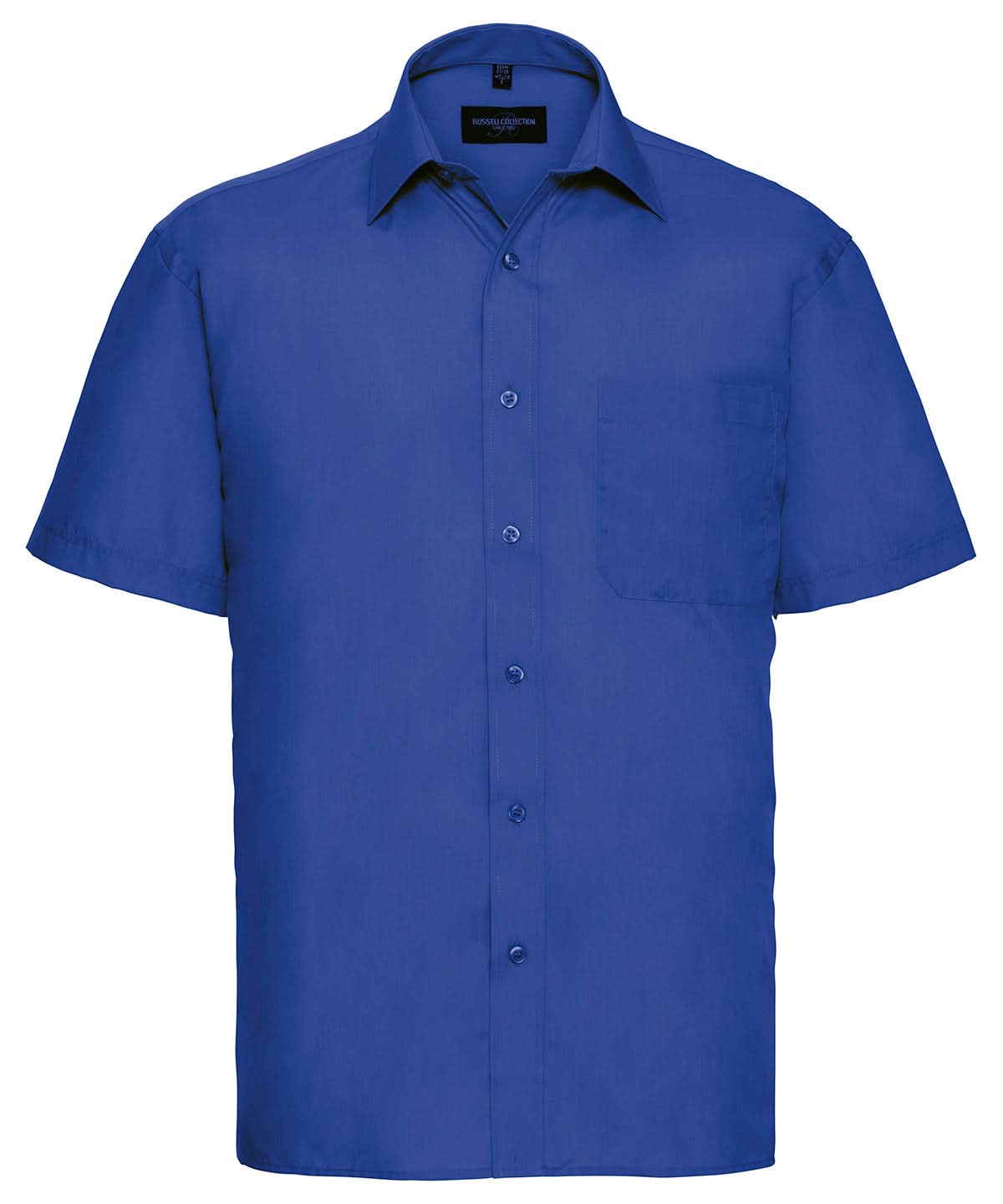 Russell Collection Short sleeve polycotton easycare poplin shirt J935M - Bright Royal L - Customisable Shirts
