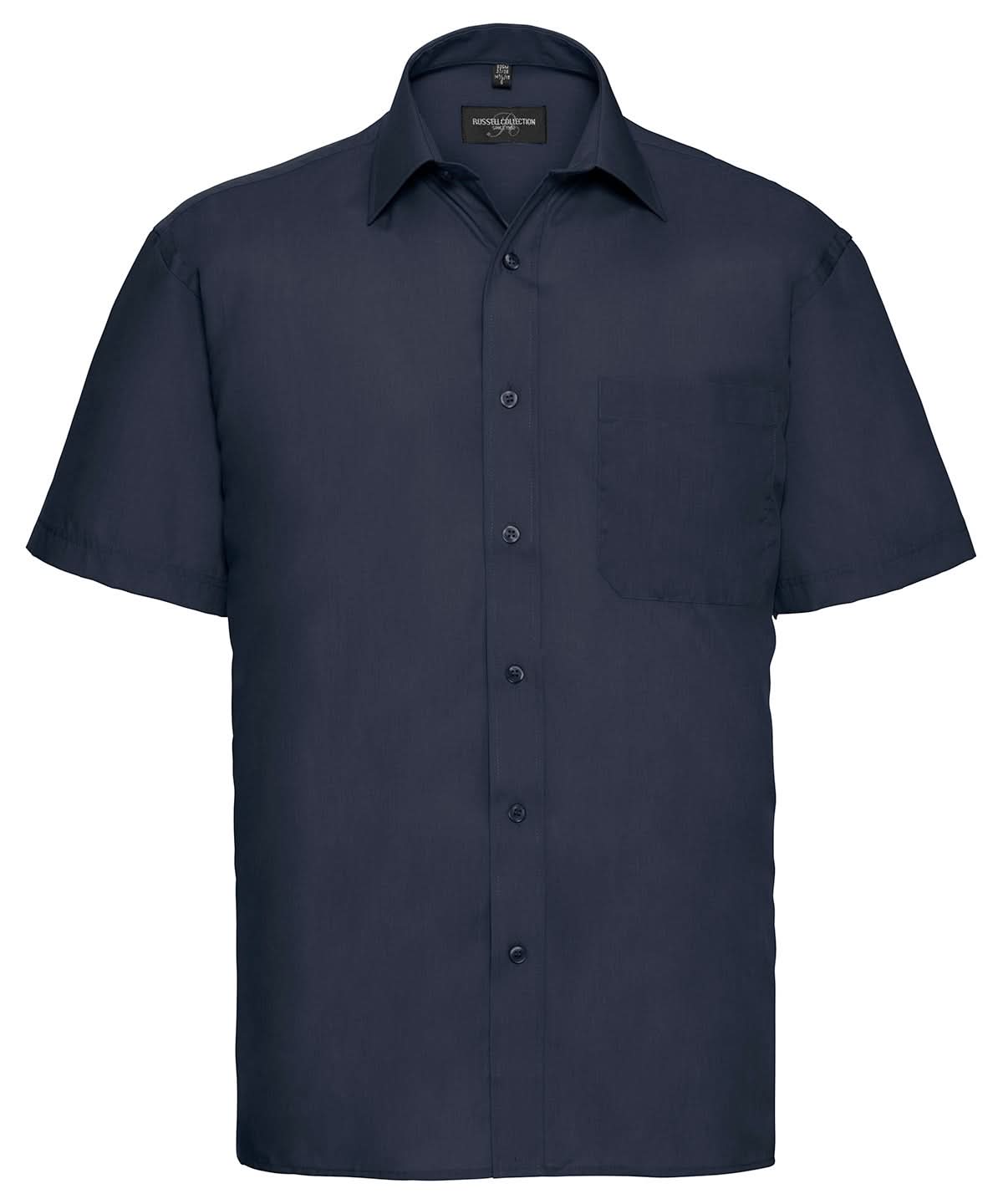 Russell Collection Short sleeve polycotton easycare poplin shirt J935M - French Navy - Customisable Shirts