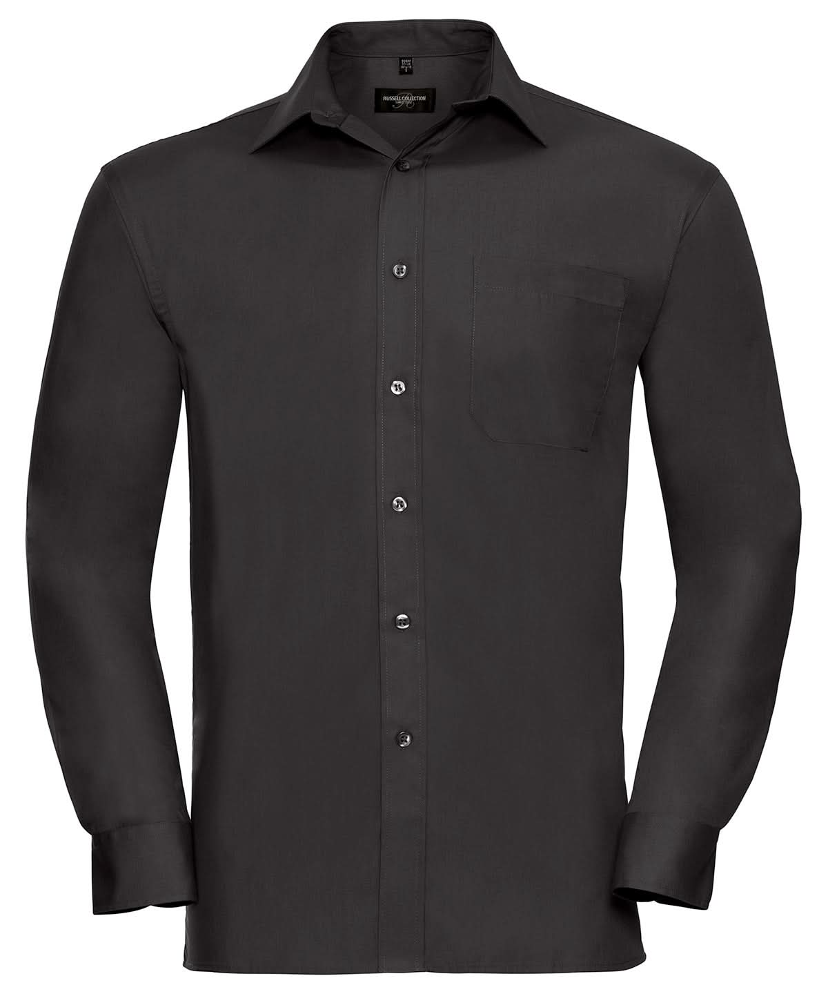 Russell Collection Long sleeve pure cotton easycare poplin shirt J936M - Black - Customisable Shirts