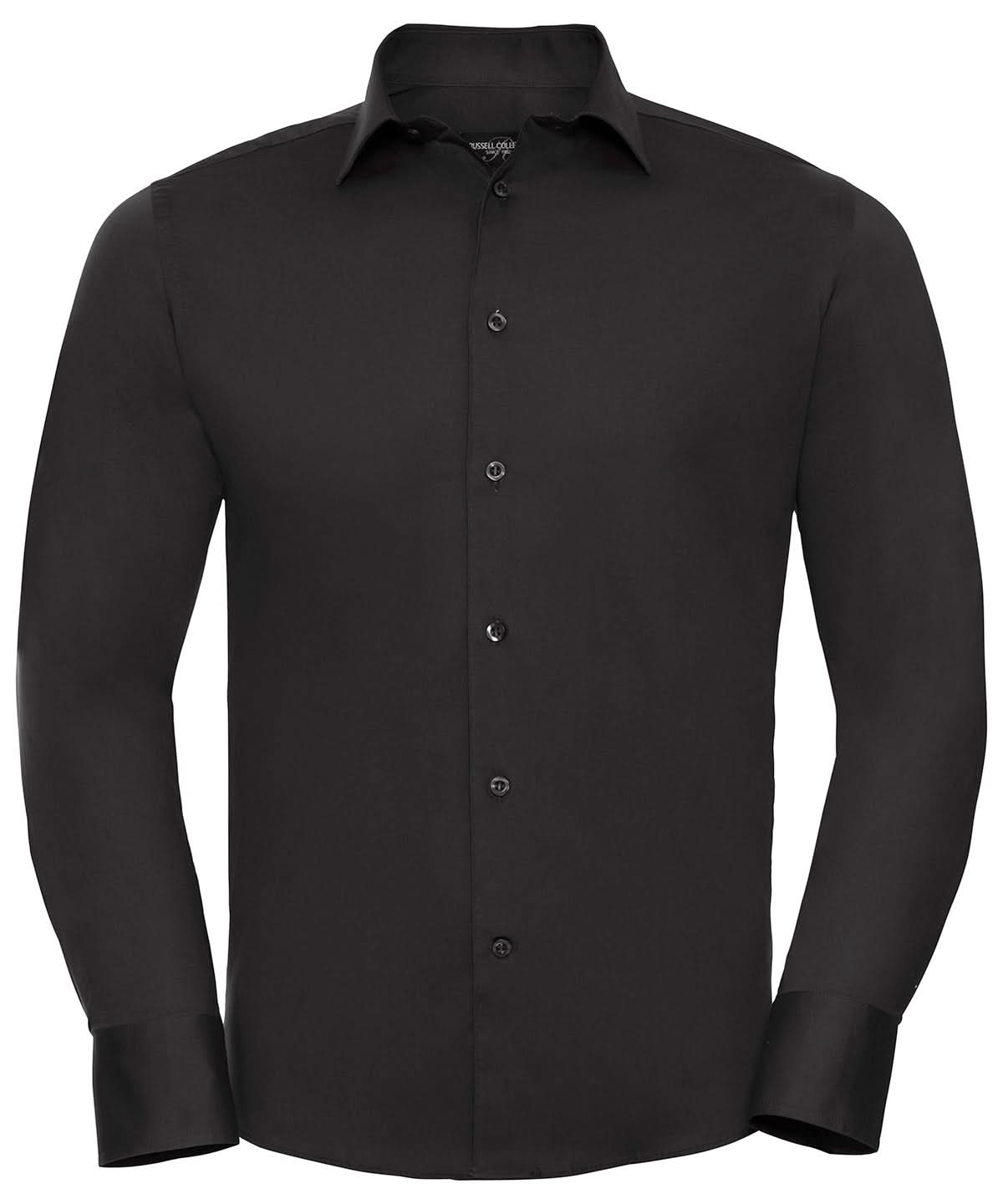 Russell Collection Long sleeve easycare fitted shirt J946M - Black - Customisable Shirts