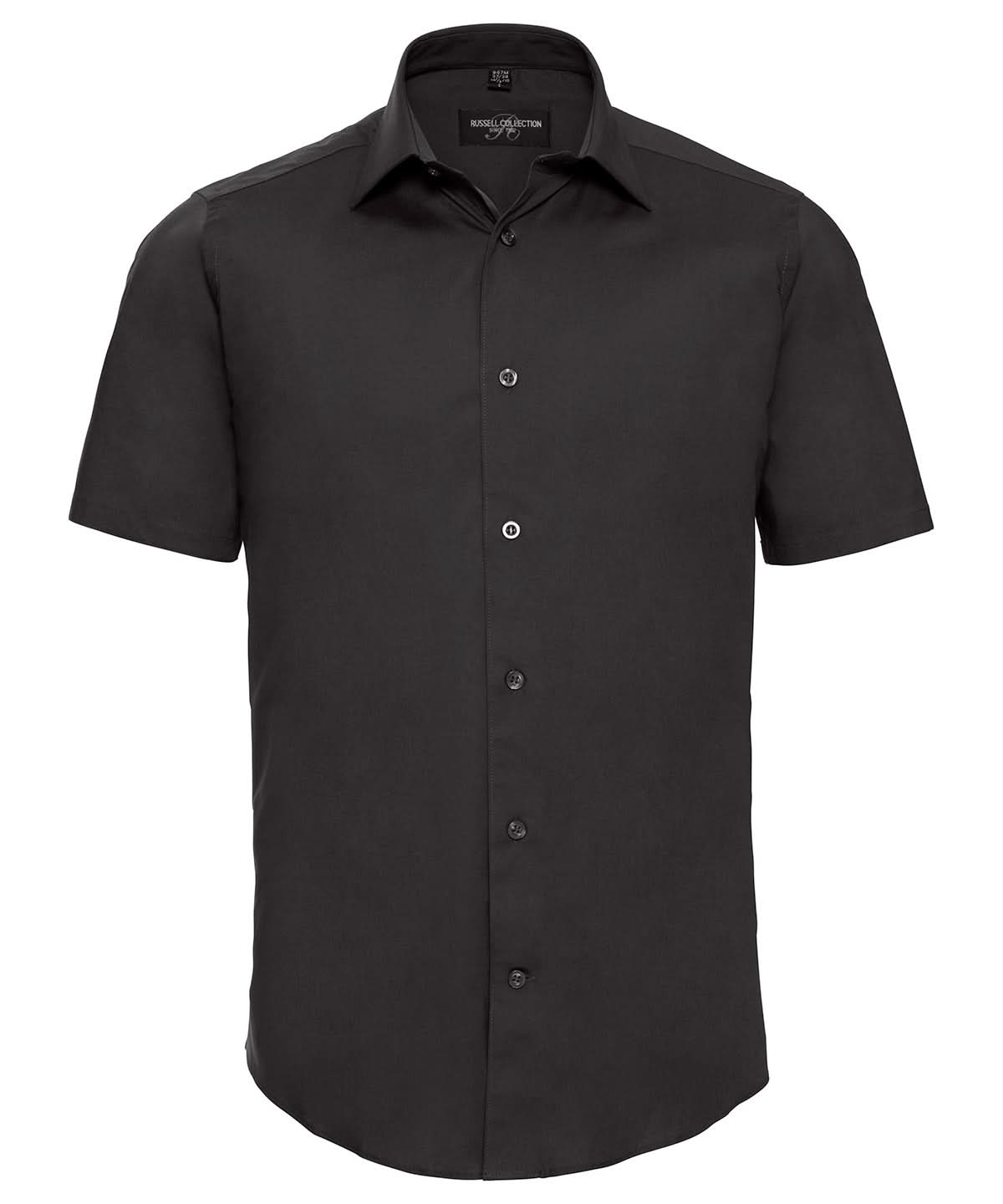 Russell Collection Short sleeve easycare fitted shirt J947M - Black - Customisable Shirts